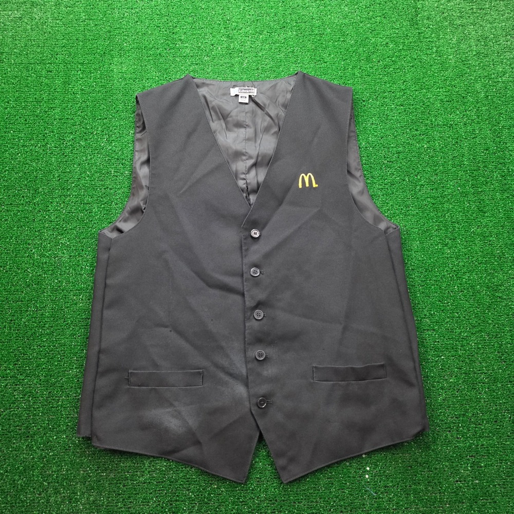 McDonalds Employee Vest Unisex‎ Large Black Button Up Uniform Work Wear